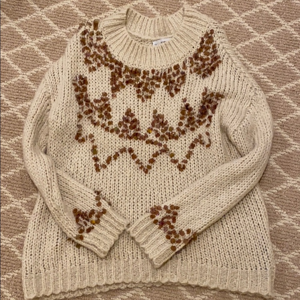 Zara Oversized Embellished Sweater